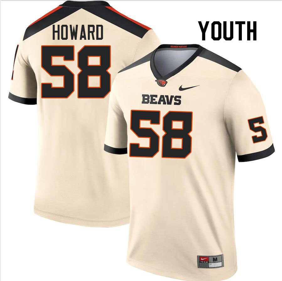 Youth #58 Kelze Howard Oregon State Beavers College Football Jerseys Stitched-Cream